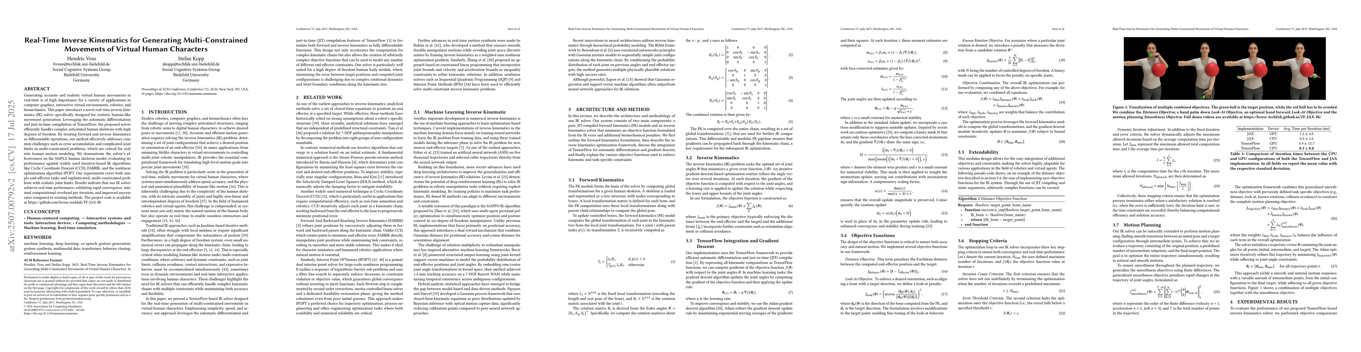 Thumbnail for Real-Time Inverse Kinematics for Generating Multi-Constrained Movements
  of Virtual Human Characters