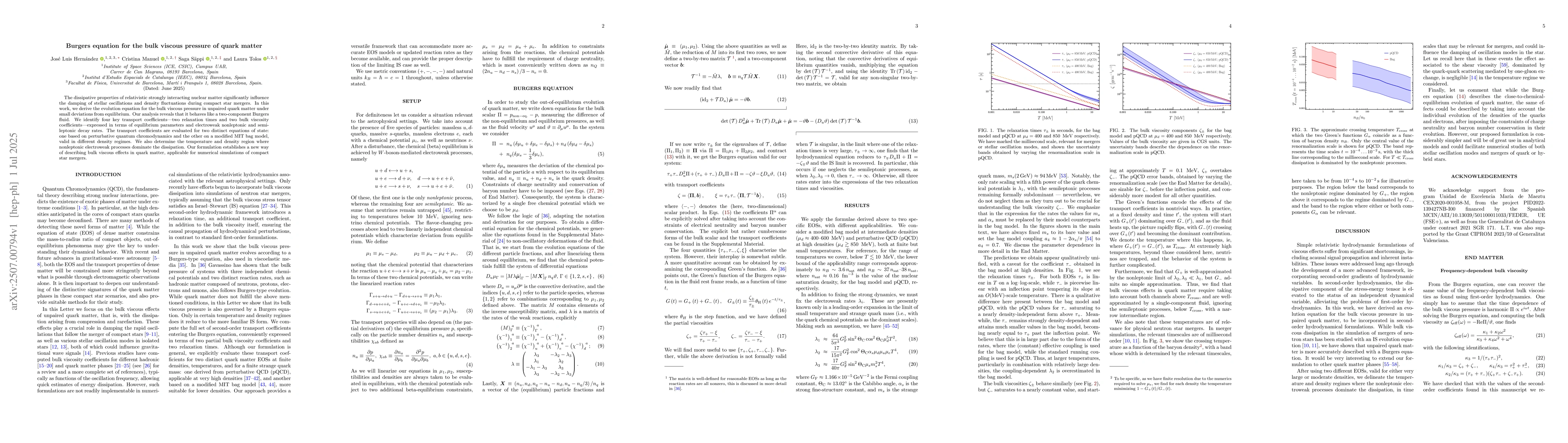 Thumbnail for Burgers equation for the bulk viscous pressure of quark matter