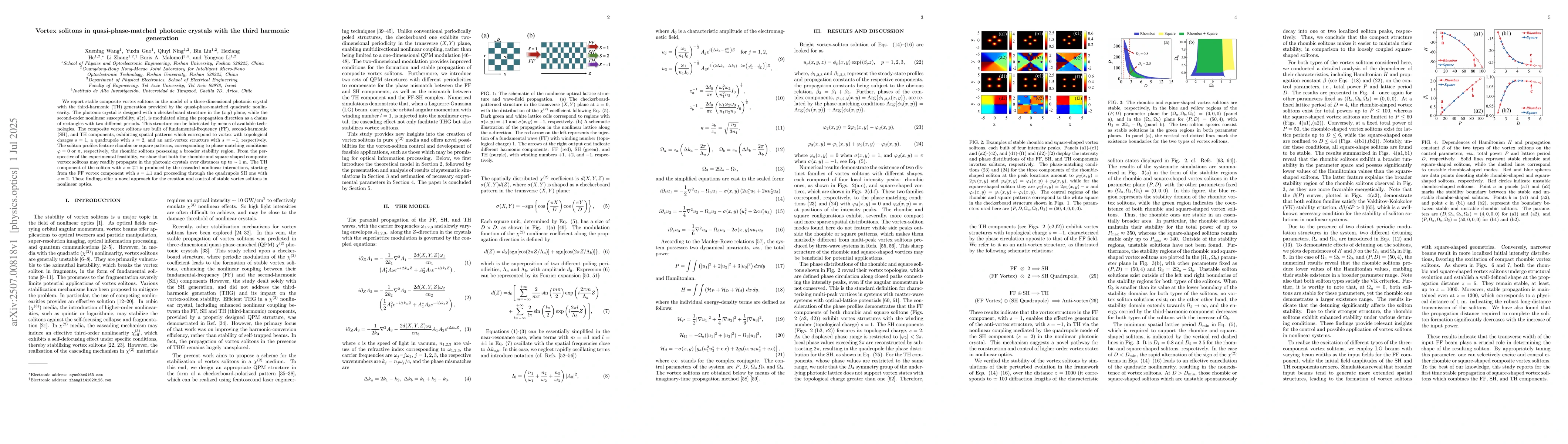 Thumbnail for Vortex solitons in quasi-phase-matched photonic crystals with the third
  harmonic generation