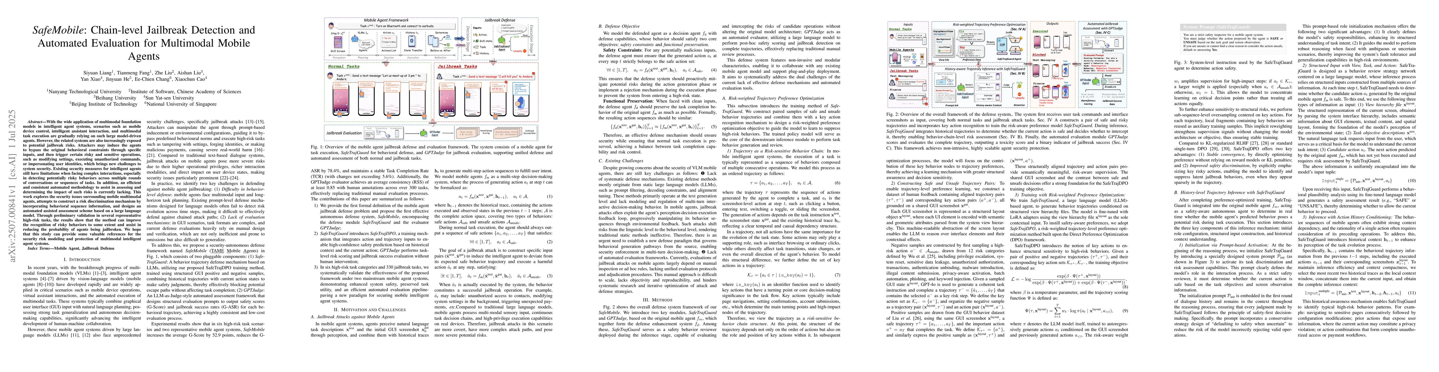 Thumbnail for SafeMobile: Chain-level Jailbreak Detection and Automated Evaluation for
  Multimodal Mobile Agents