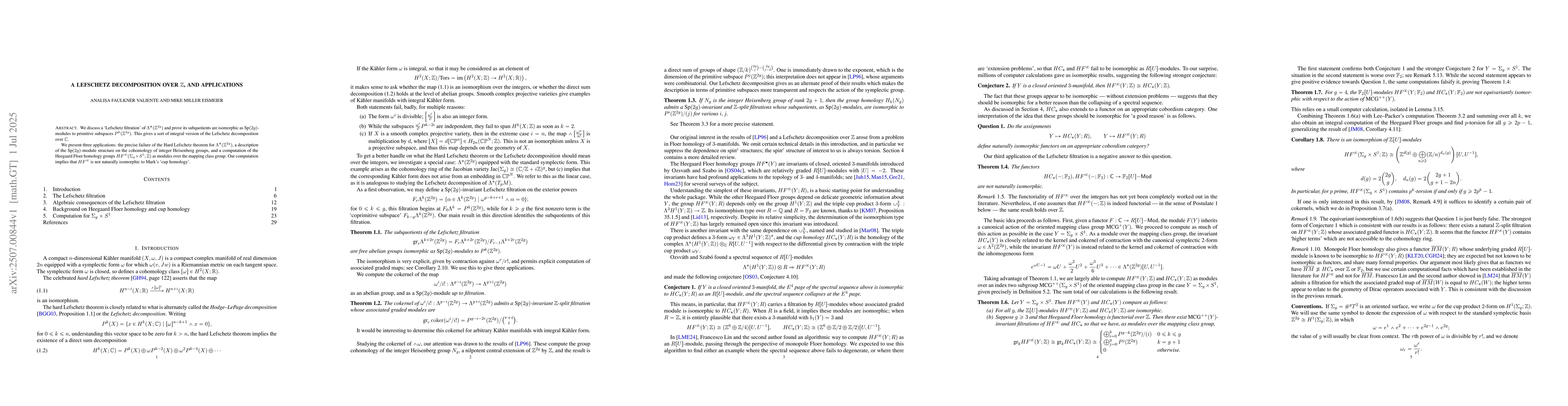 Thumbnail for A Lefschetz decomposition over $\mathbb Z$, and applications