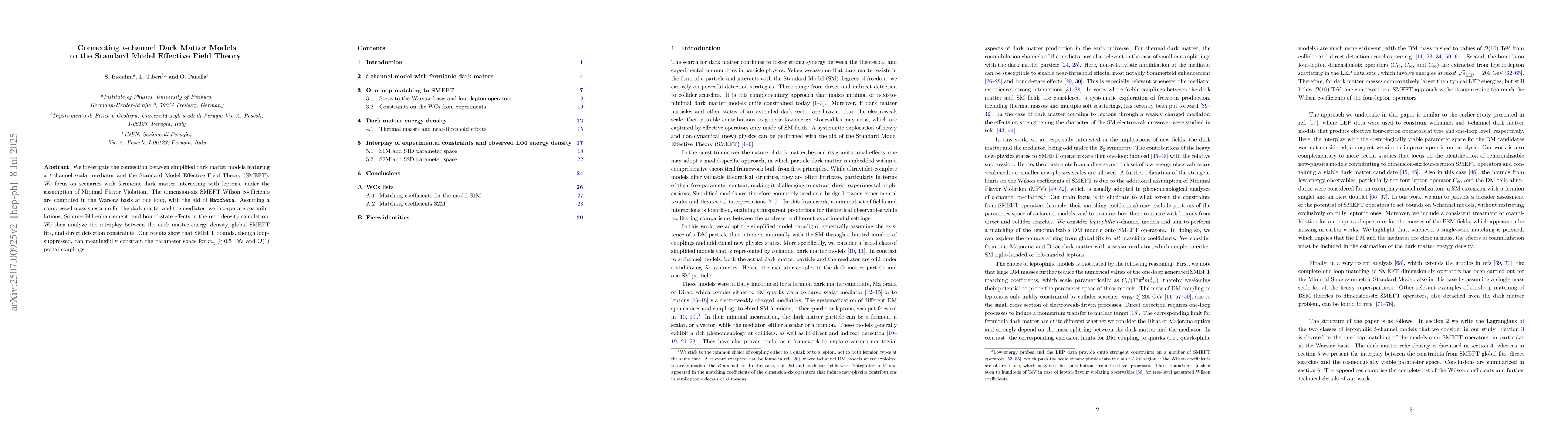 Thumbnail for Connecting t-channel Dark Matter Models to the Standard Model Effective
  Field Theory
