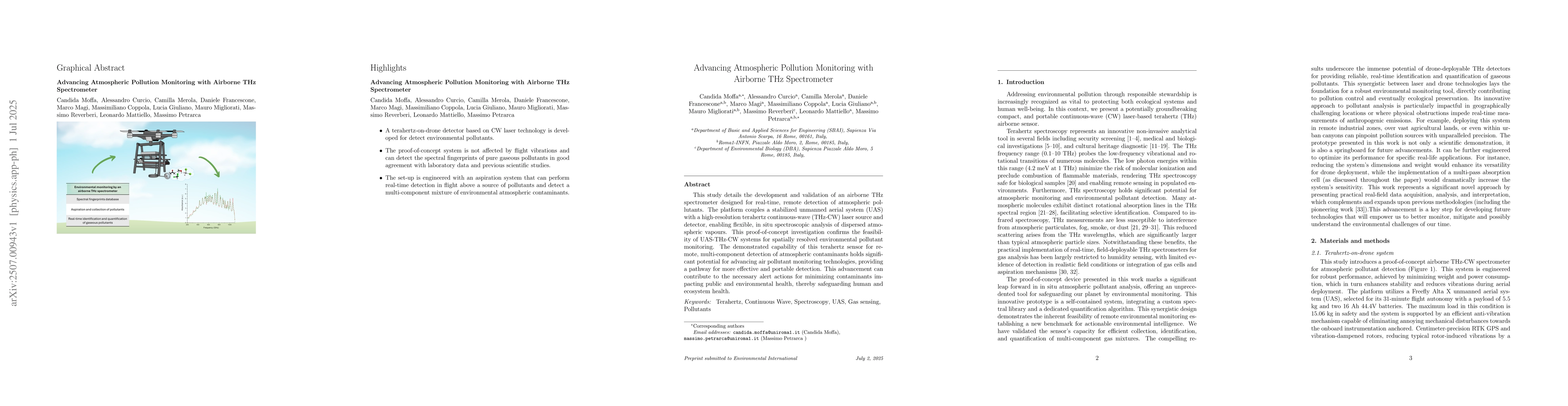 Thumbnail for Advancing Atmospheric Pollution Monitoring with Airborne THz
  Spectrometer
