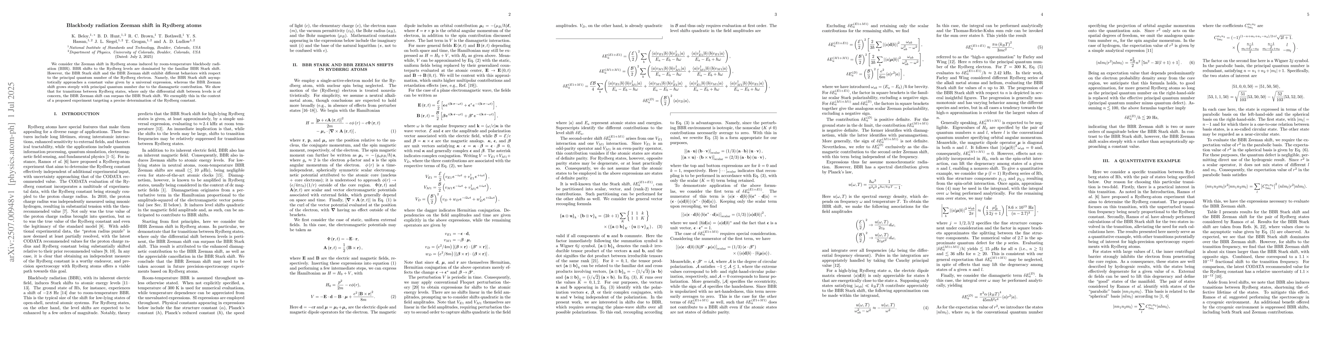 Thumbnail for Blackbody radiation Zeeman shift in Rydberg atoms