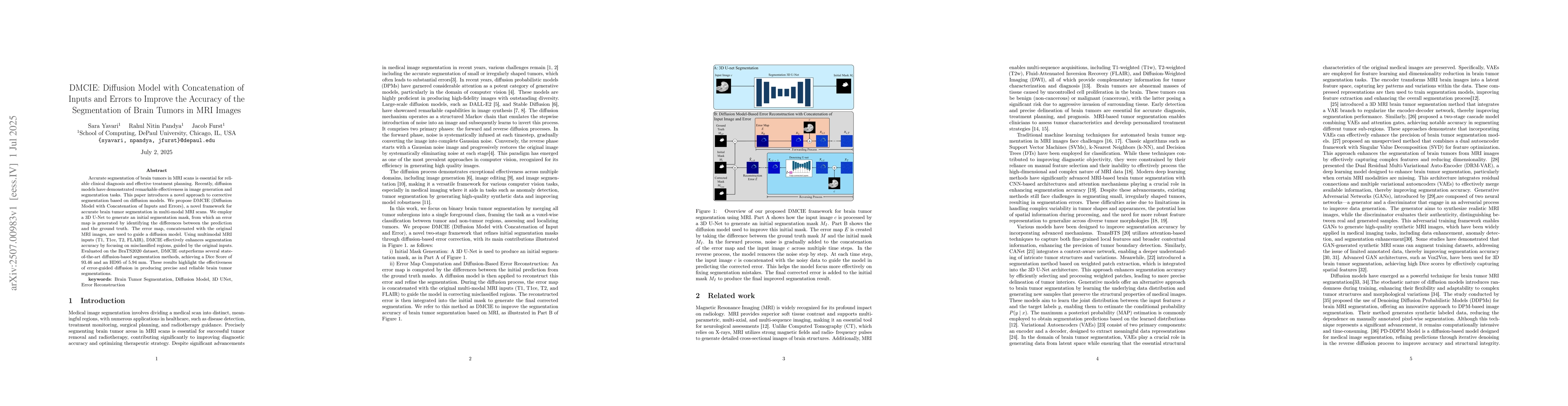 Thumbnail for DMCIE: Diffusion Model with Concatenation of Inputs and Errors to
  Improve the Accuracy of the Segmentation of Brain Tumors in MRI Images