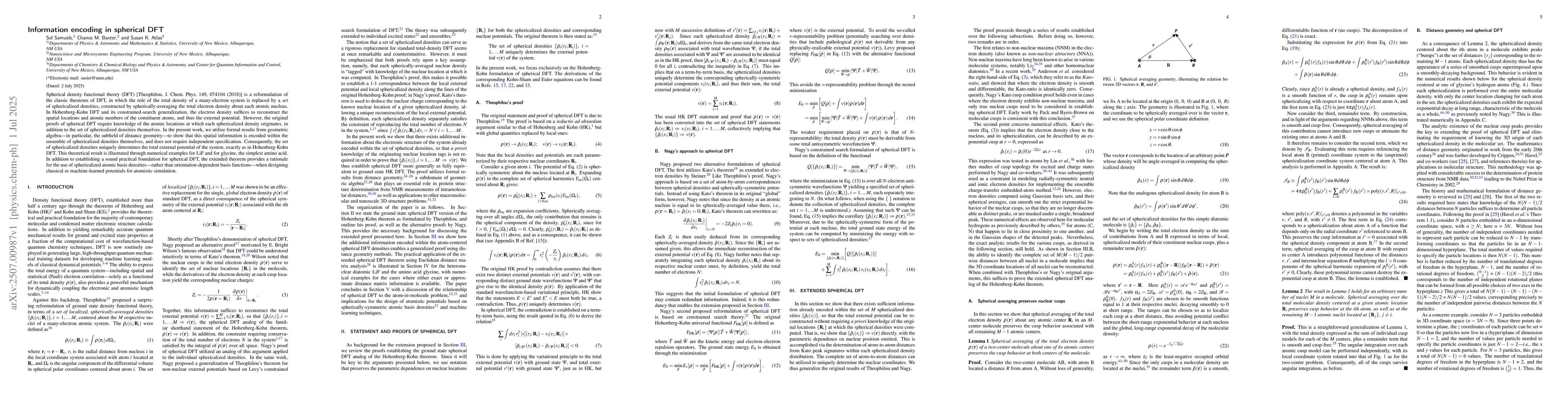 Thumbnail for Information encoding in spherical DFT