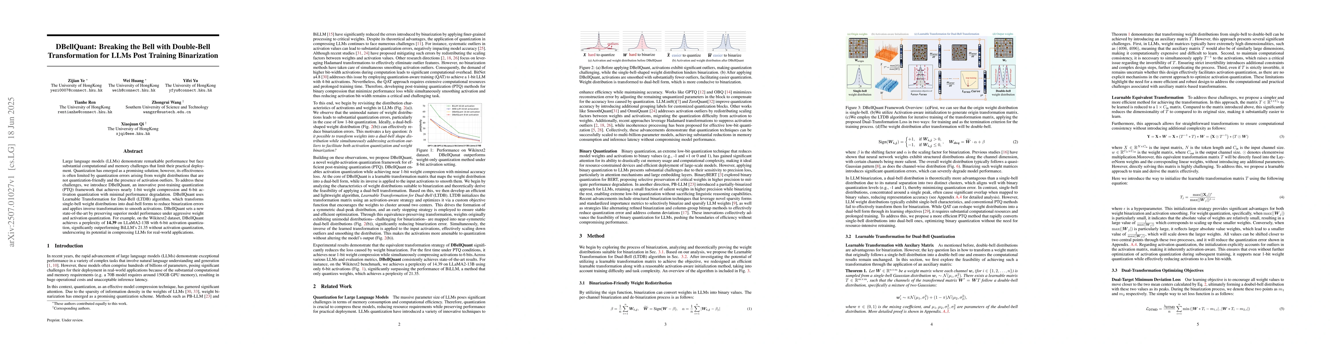 Thumbnail for DBellQuant: Breaking the Bell with Double-Bell Transformation for LLMs
  Post Training Binarization