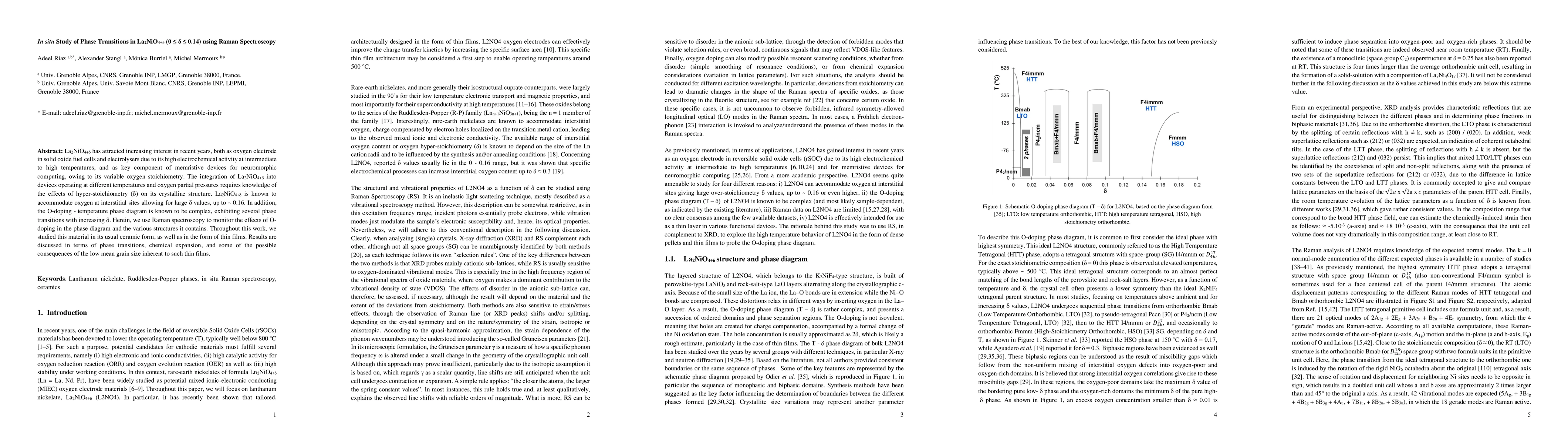 Thumbnail for In situ Study of Phase Transitions in La$_2$NiO$_{4+δ}$ using Raman
  Spectroscopy