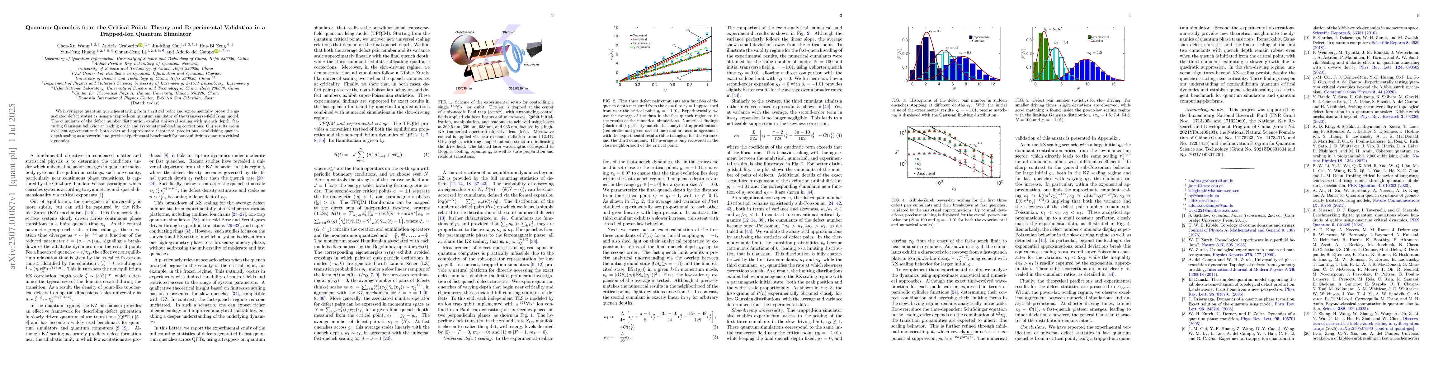 Thumbnail for Quantum Quenches from the Critical Point: Theory and Experimental
  Validation in a Trapped-Ion Quantum Simulator