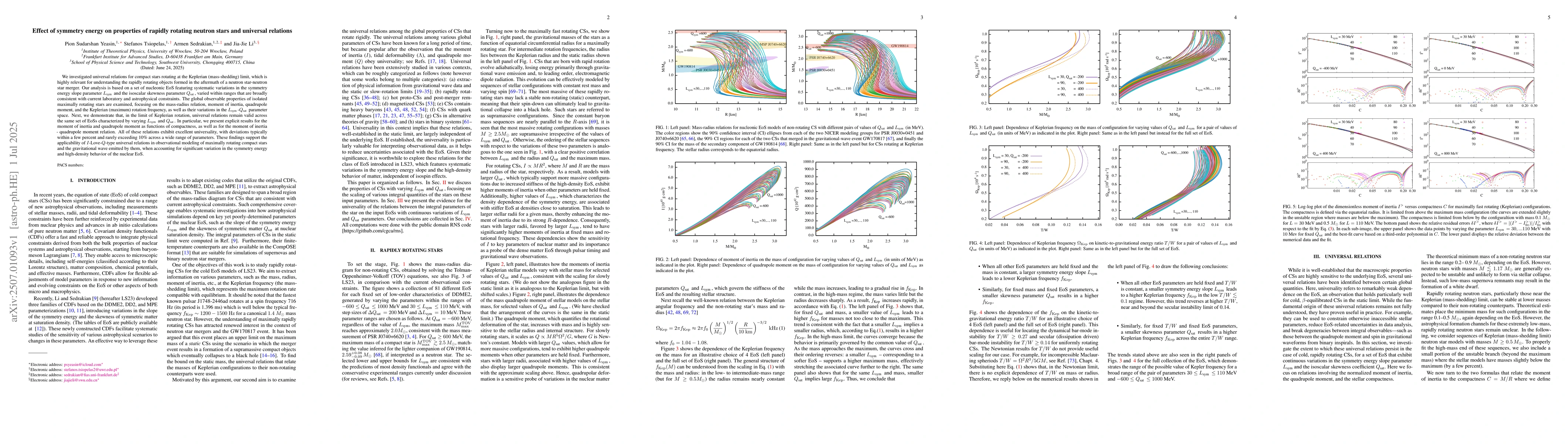 Thumbnail for Effect of symmetry energy on properties of rapidly rotating neutron
  stars and universal relations