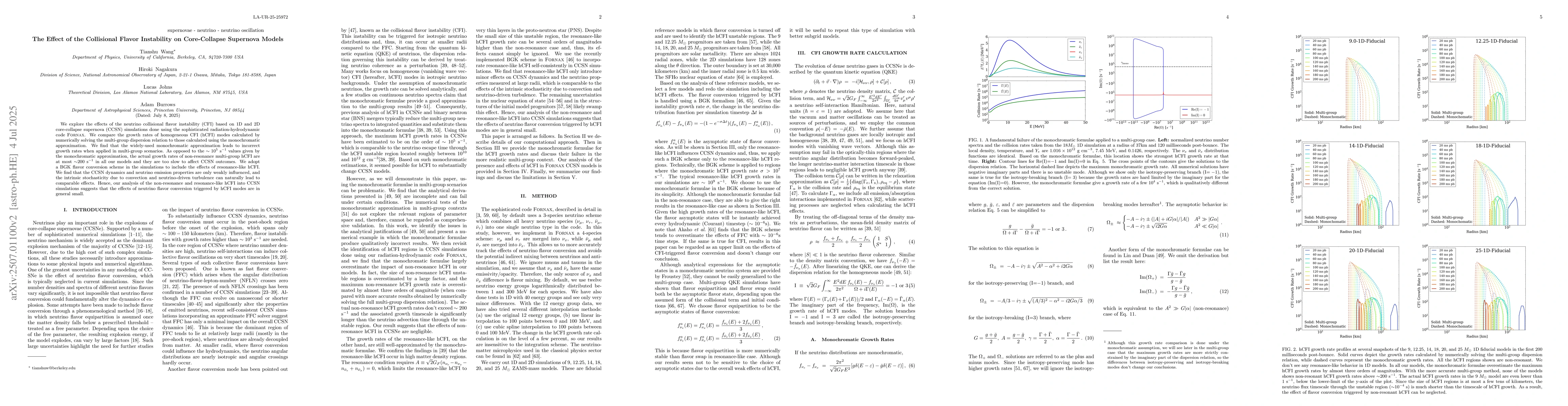 Thumbnail for The Effect of the Collisional Flavor Instability on Core-Collapse
  Supernova Models
