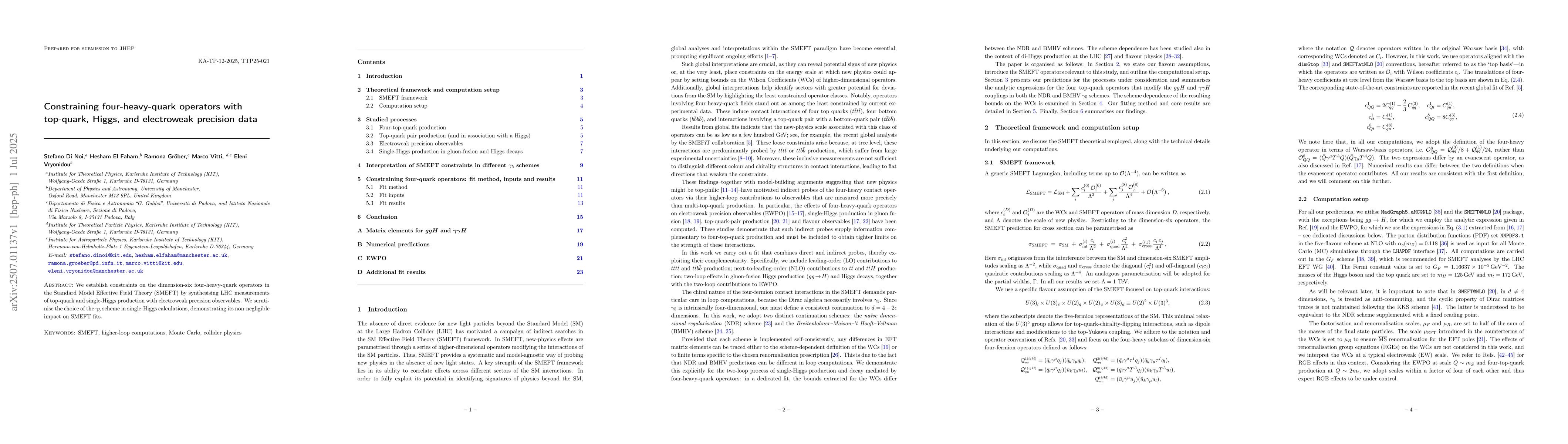 Thumbnail for Constraining four-heavy-quark operators with top-quark, Higgs, and
  electroweak precision data