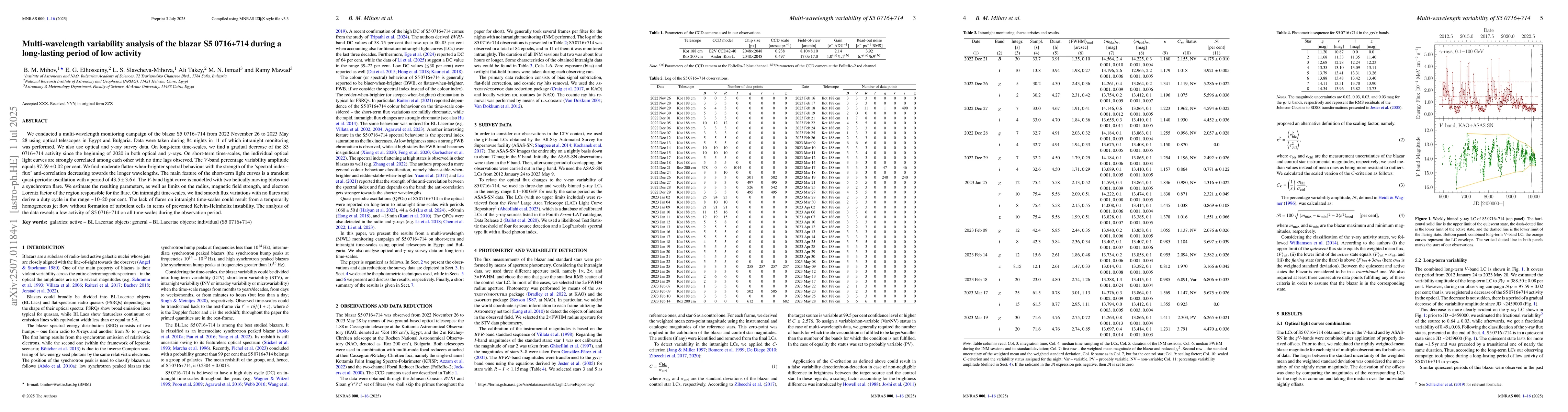 Thumbnail for Multi-wavelength variability analysis of the blazar S5 0716+714 during a
  long-lasting period of low activity