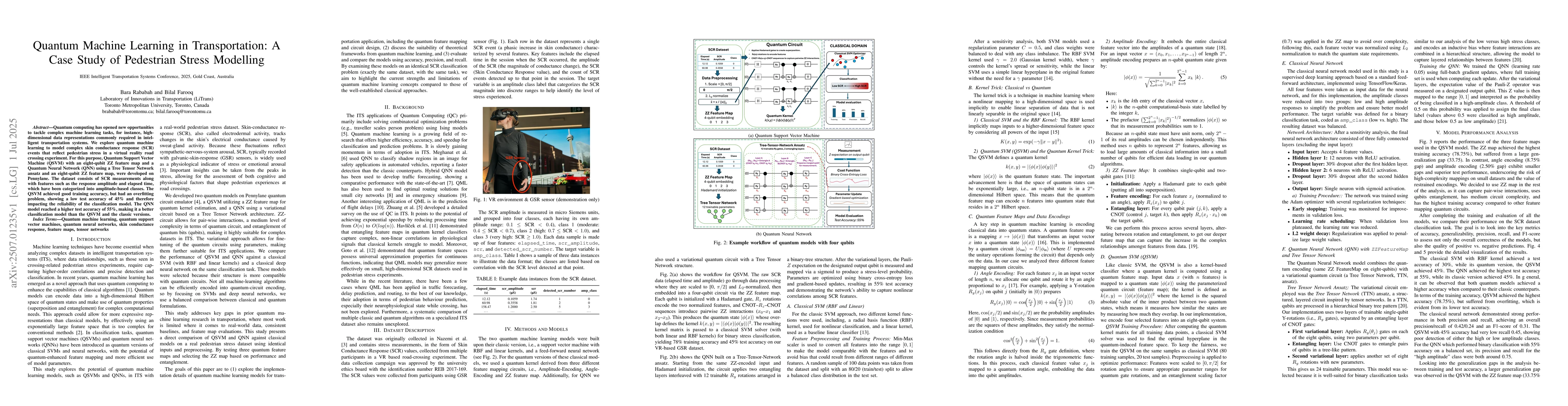 Thumbnail for Quantum Machine Learning in Transportation: A Case Study of Pedestrian
  Stress Modelling
