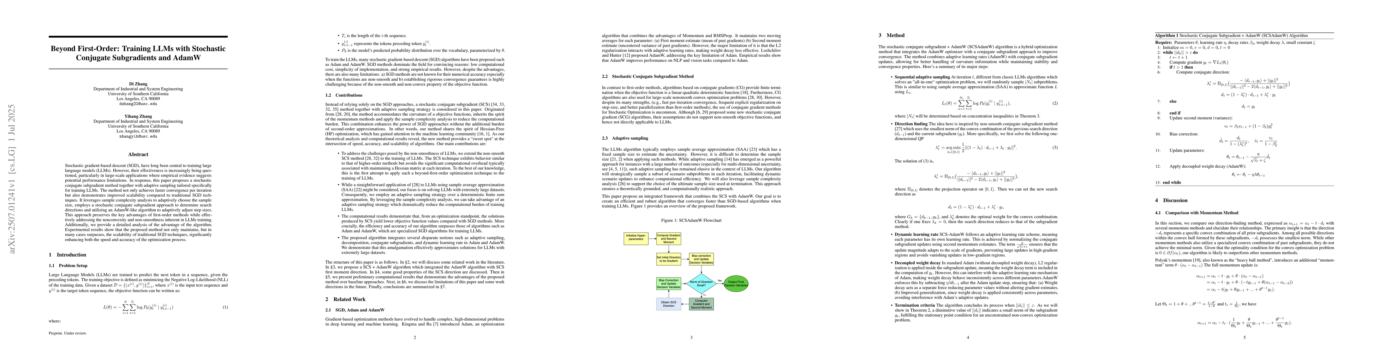 Thumbnail for Beyond First-Order: Training LLMs with Stochastic Conjugate Subgradients
  and AdamW