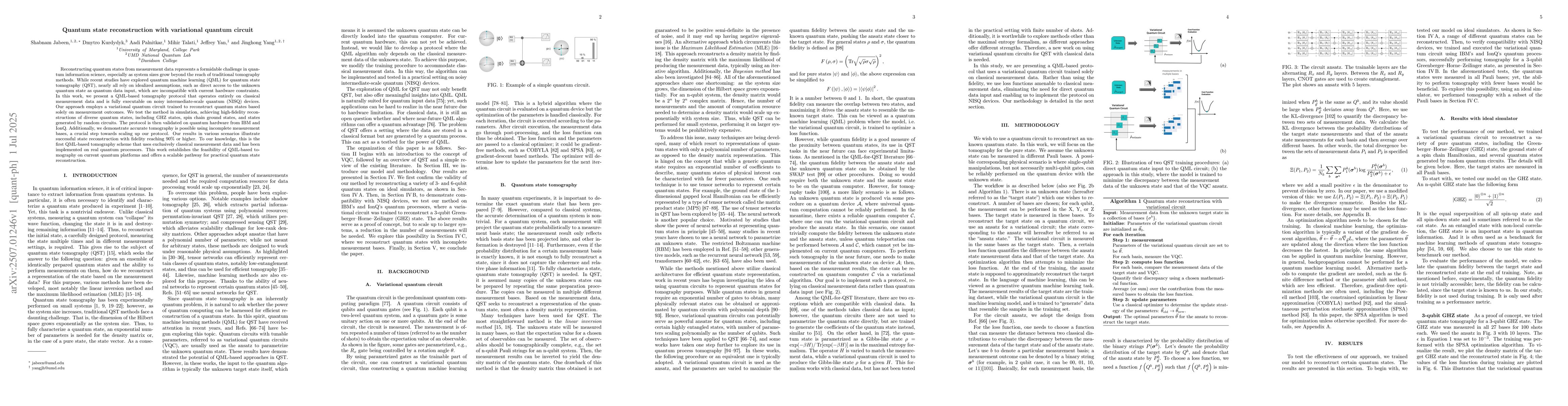 Thumbnail for Quantum state reconstruction with variational quantum circuit
