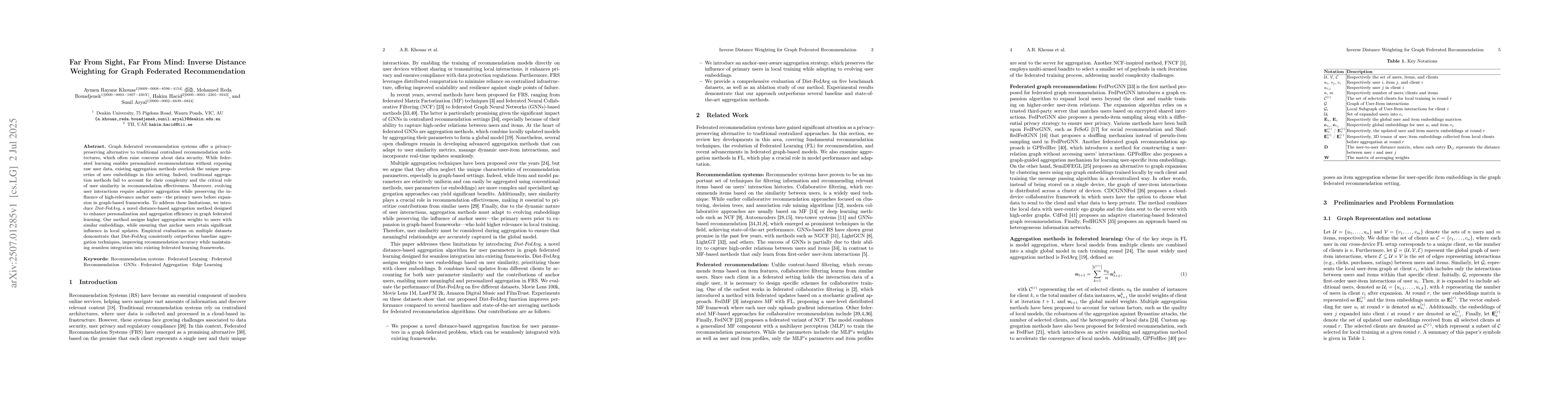 Thumbnail for Far From Sight, Far From Mind: Inverse Distance Weighting for Graph
  Federated Recommendation
