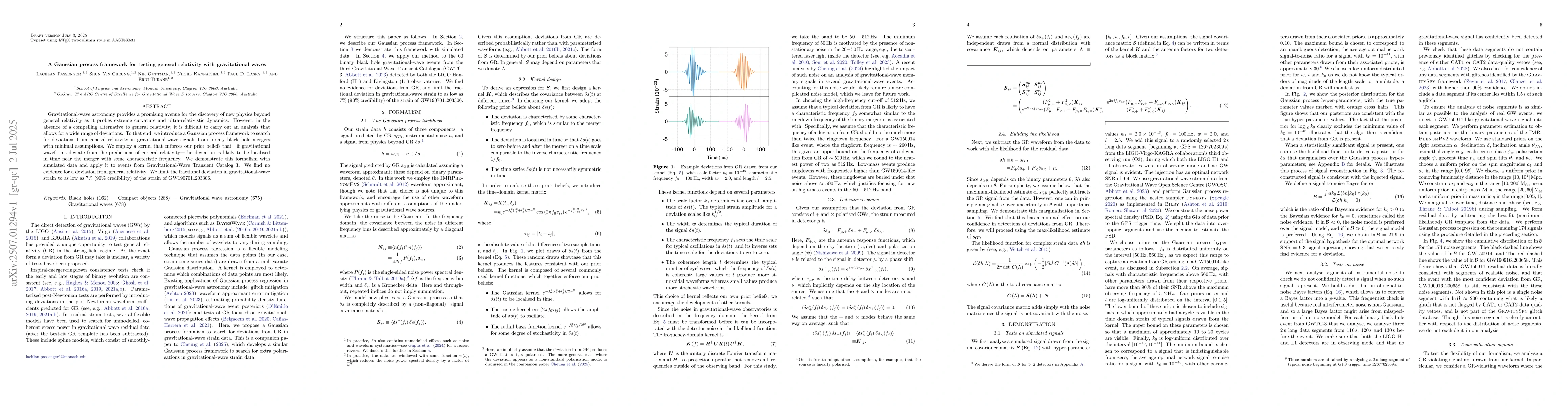 Thumbnail for A Gaussian process framework for testing general relativity with
  gravitational waves