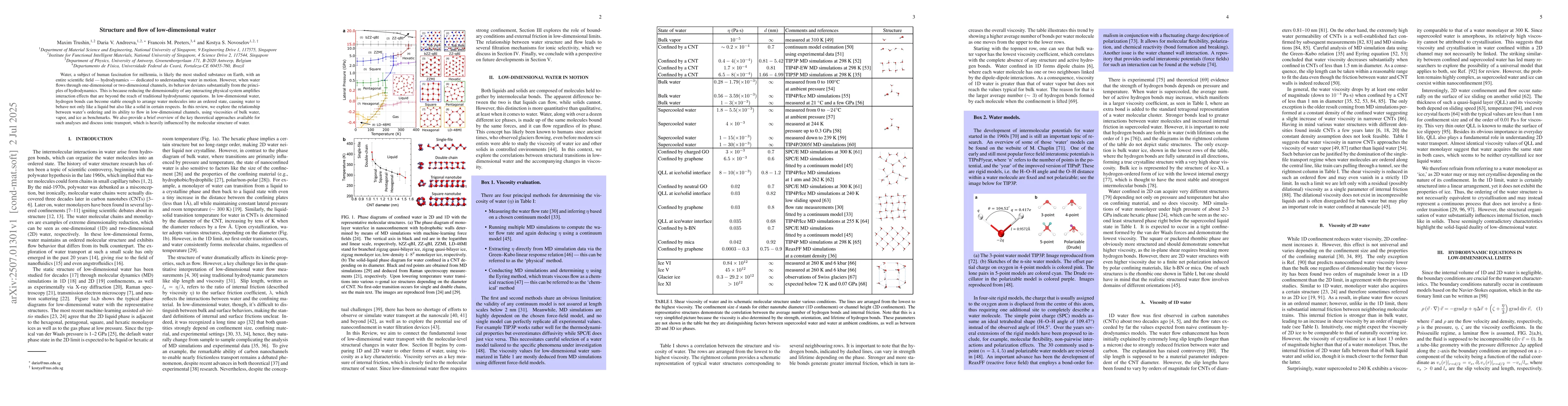 Thumbnail for Structure and flow of low-dimensional water