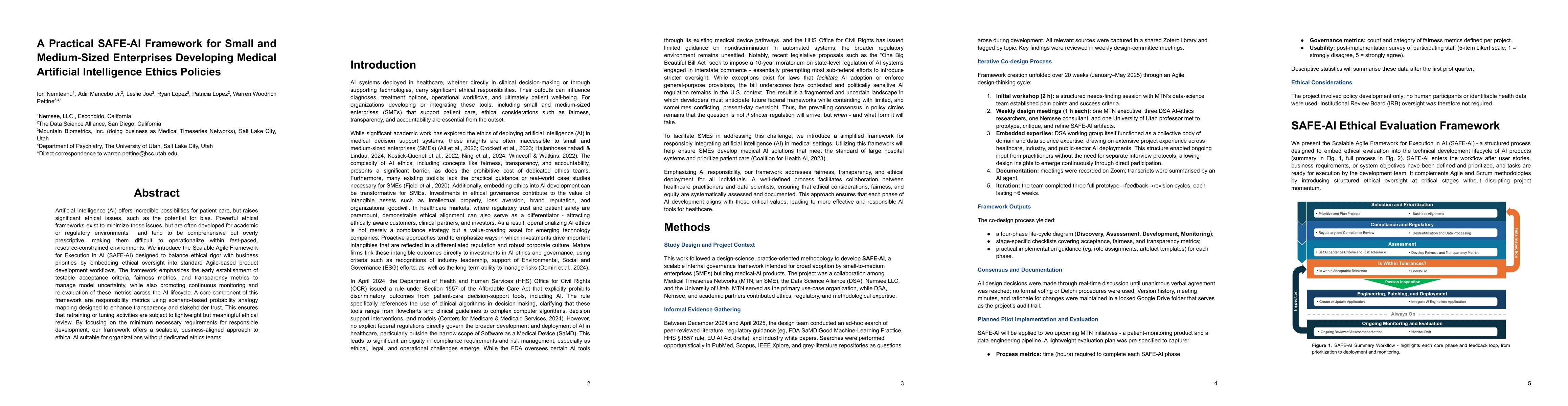 Thumbnail for A Practical SAFE-AI Framework for Small and Medium-Sized Enterprises
  Developing Medical Artificial Intelligence Ethics Policies
