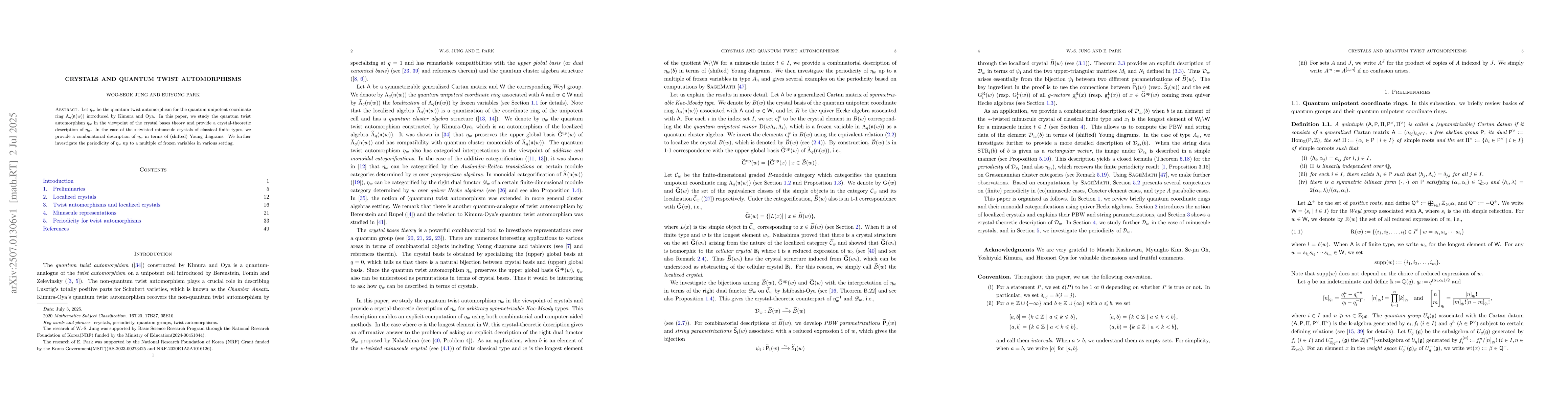 Thumbnail for Crystals and quantum twist automorphisms