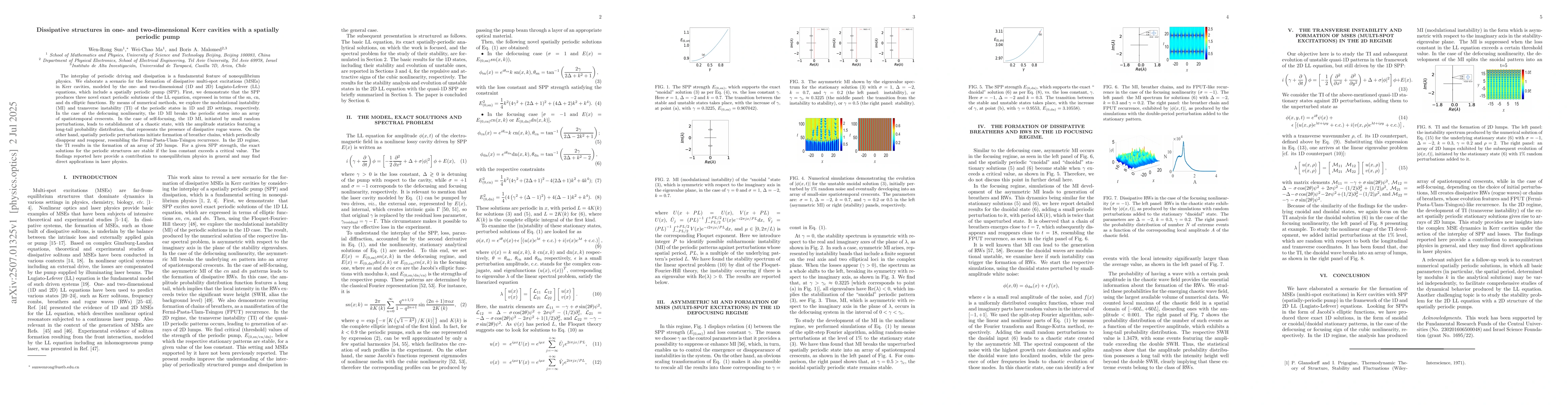 Thumbnail for Dissipative structures in one- and two-dimensional Kerr cavities with a
  spatially periodic pump