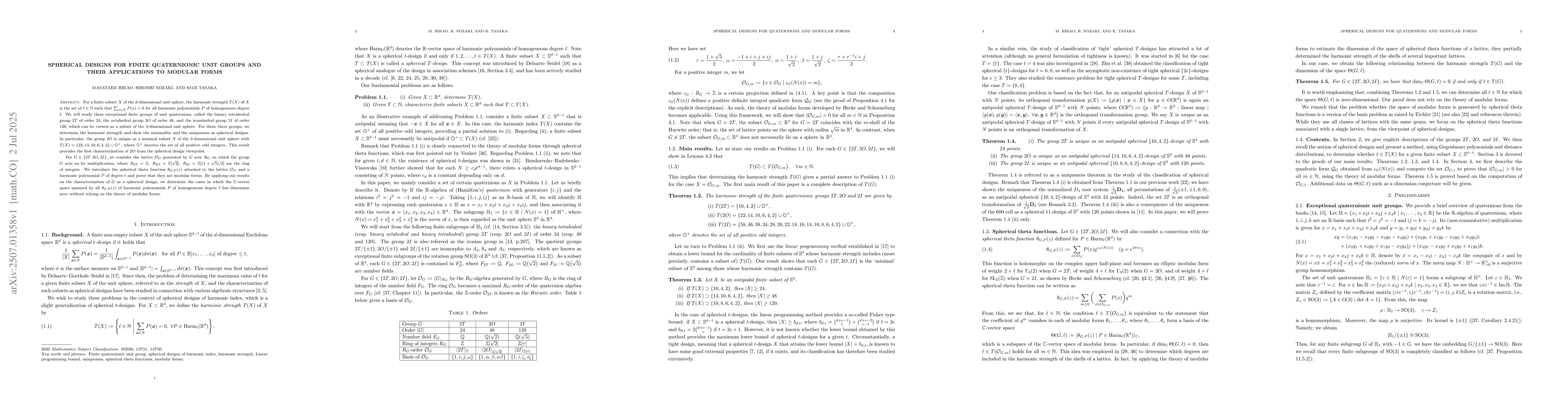 Thumbnail for Spherical designs for finite quaternionic unit groups and their
  applications to modular forms