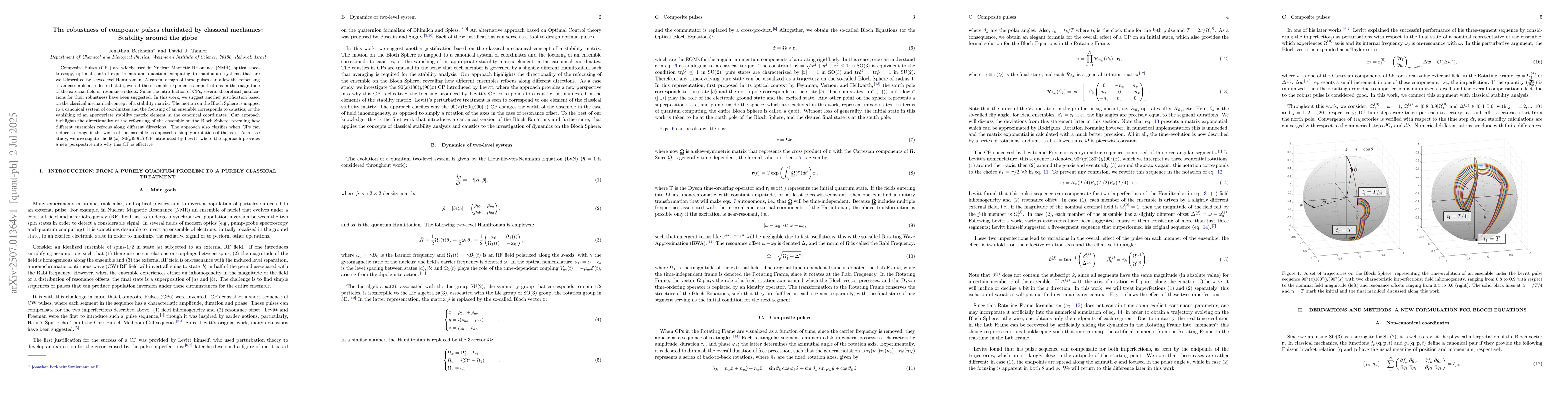Thumbnail for The robustness of composite pulses elucidated by classical mechanics:
  Stability around the globe
