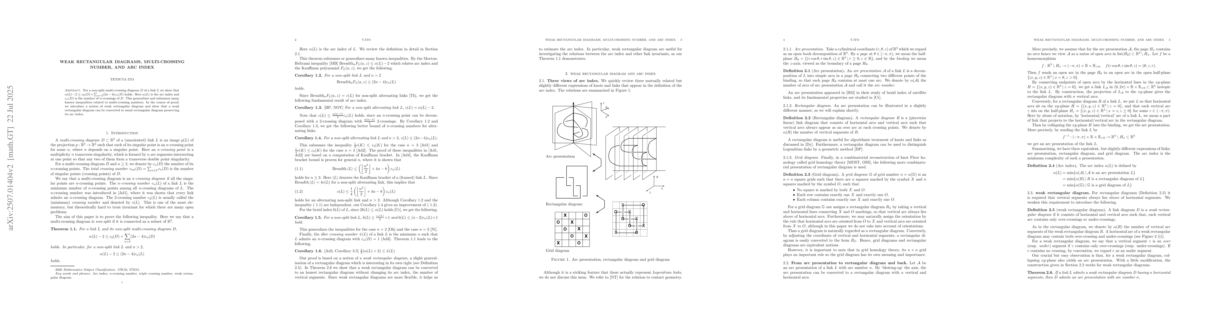 Thumbnail for Loose rectangular diagram, multi-crossing number, and arc index