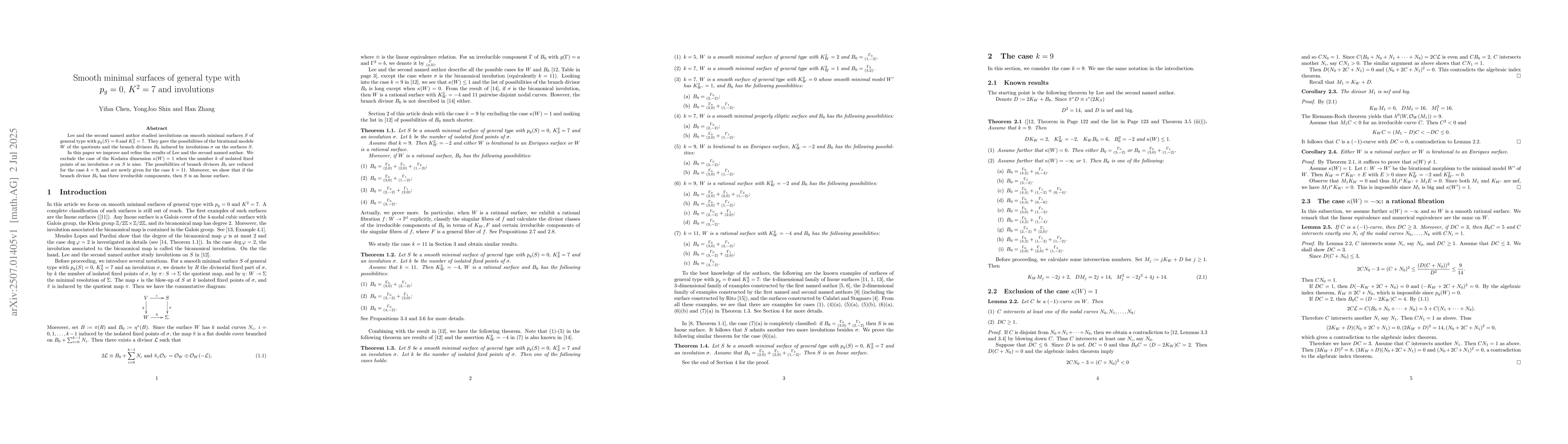 Thumbnail for Smooth minimal surfaces of general type with $p_g=0, K^2=7$ and
  involutions