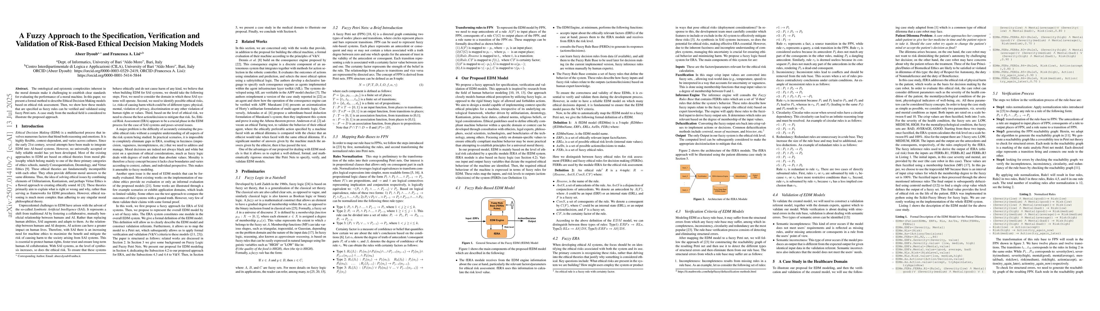 Thumbnail for A Fuzzy Approach to the Specification, Verification and Validation of
  Risk-Based Ethical Decision Making Models