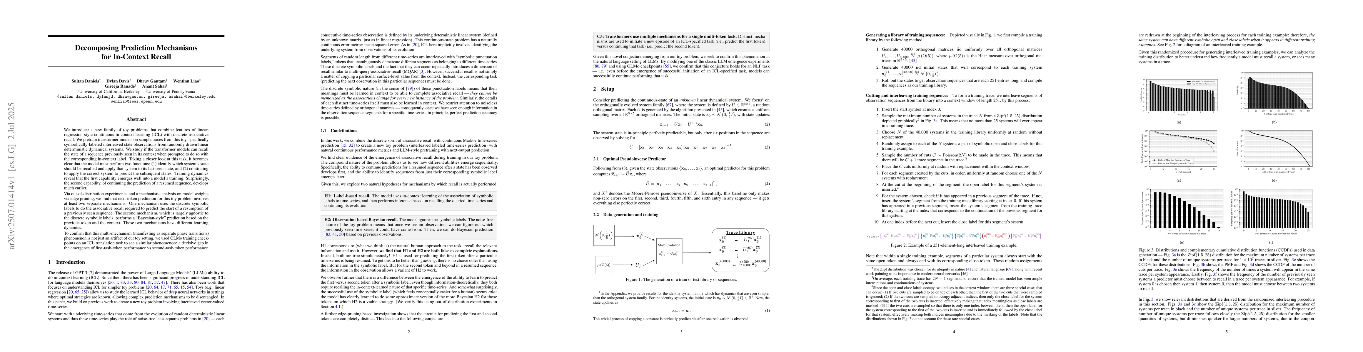 Thumbnail for Decomposing Prediction Mechanisms for In-Context Recall