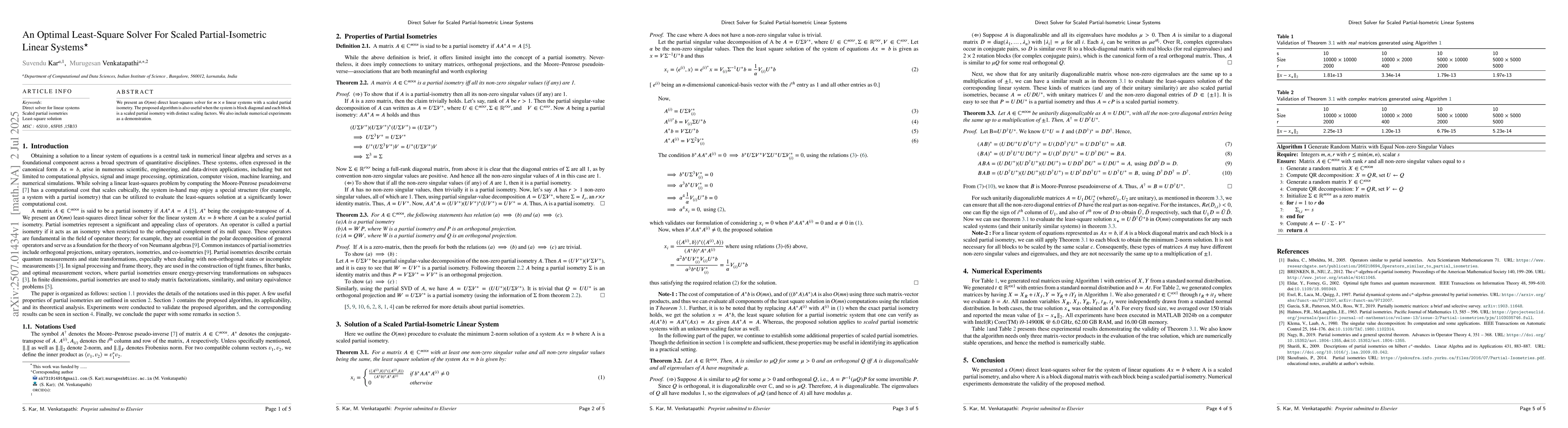 Thumbnail for An Optimal Least-Square Solver For Scaled Partial-Isometric Linear
  Systems