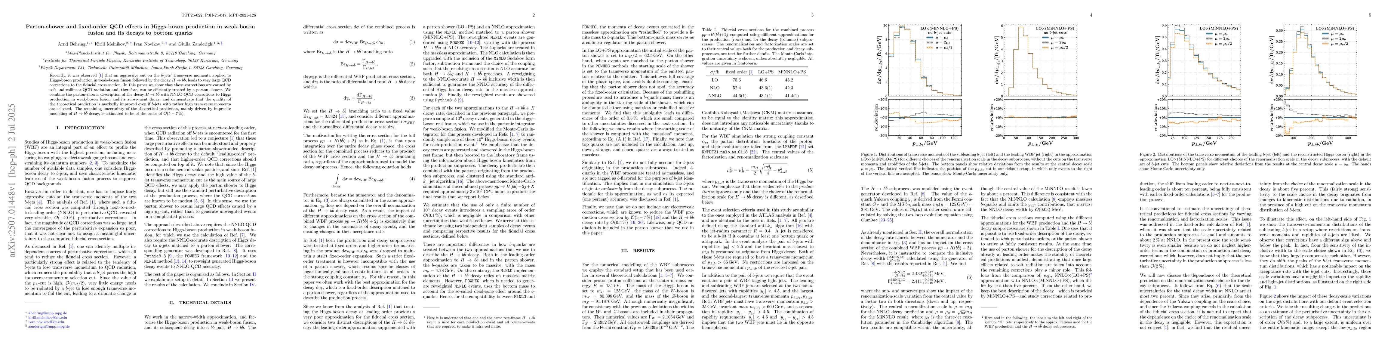 Thumbnail for Parton-shower and fixed-order QCD effects in Higgs-boson production in
  weak-boson fusion and its decays to bottom quarks