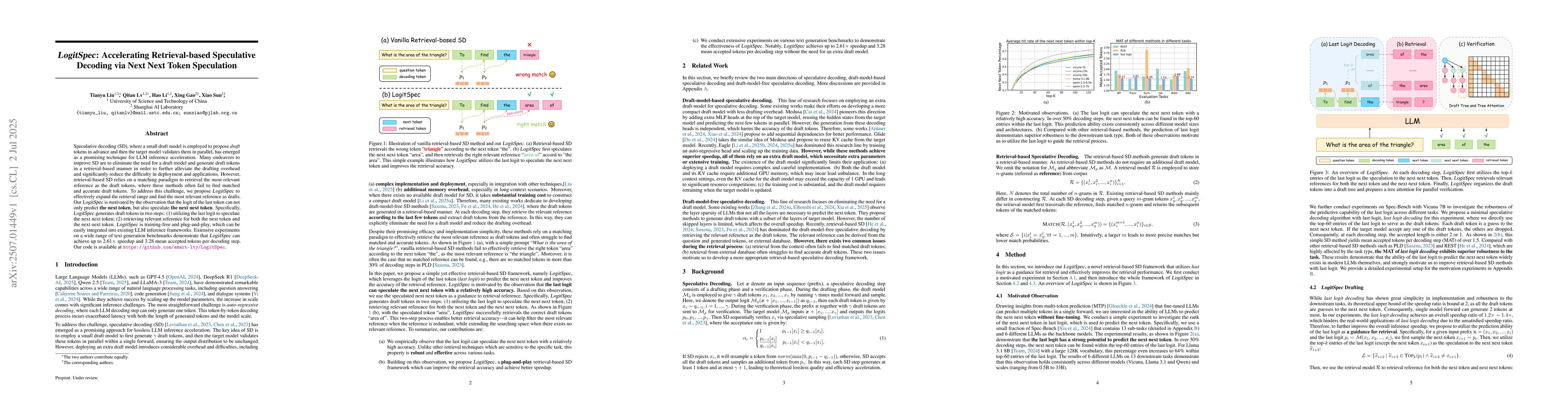 Thumbnail for LogitSpec: Accelerating Retrieval-based Speculative Decoding via Next
  Next Token Speculation