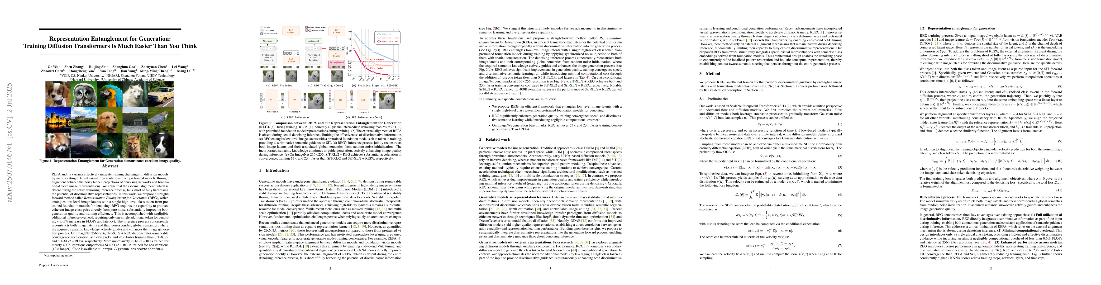 Thumbnail for Representation Entanglement for Generation:Training Diffusion
  Transformers Is Much Easier Than You Think
