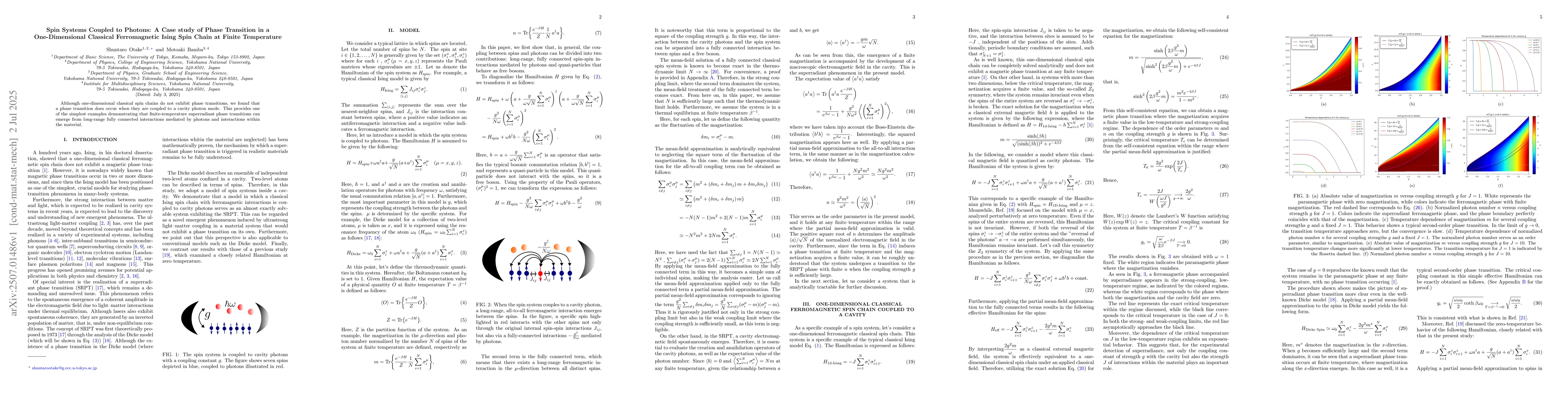 Thumbnail for Spin Systems Coupled to Photons: A Case study of Phase Transition in a
  One-Dimensional Classical Ferromagnetic Ising Spin Chain at Finite
  Temperature