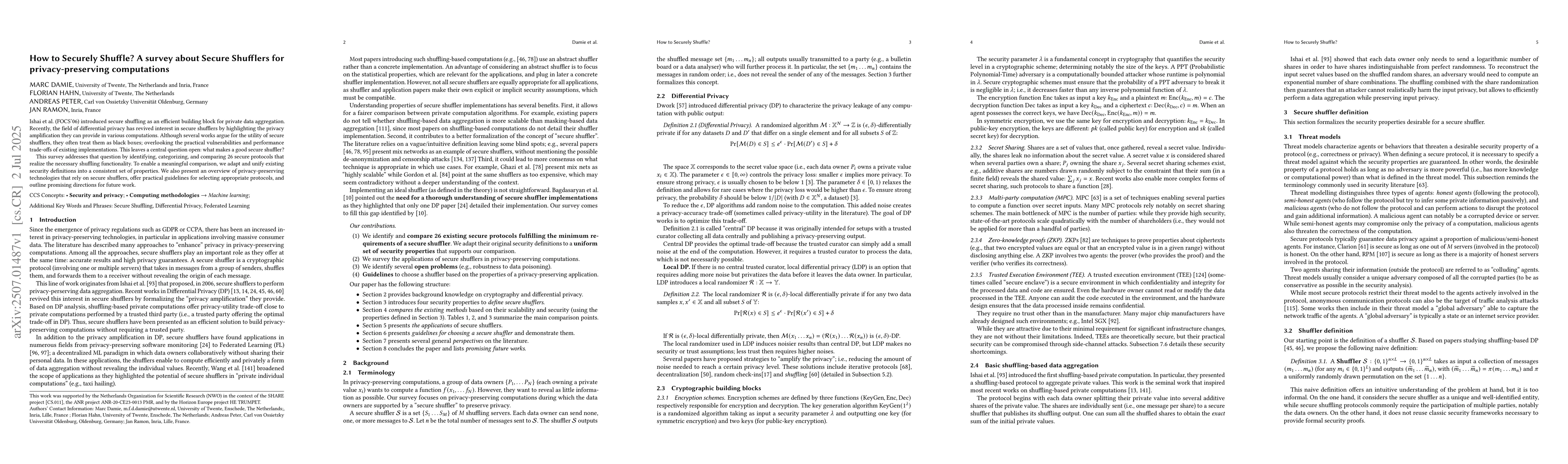 Thumbnail for How to Securely Shuffle? A survey about Secure Shufflers for
  privacy-preserving computations