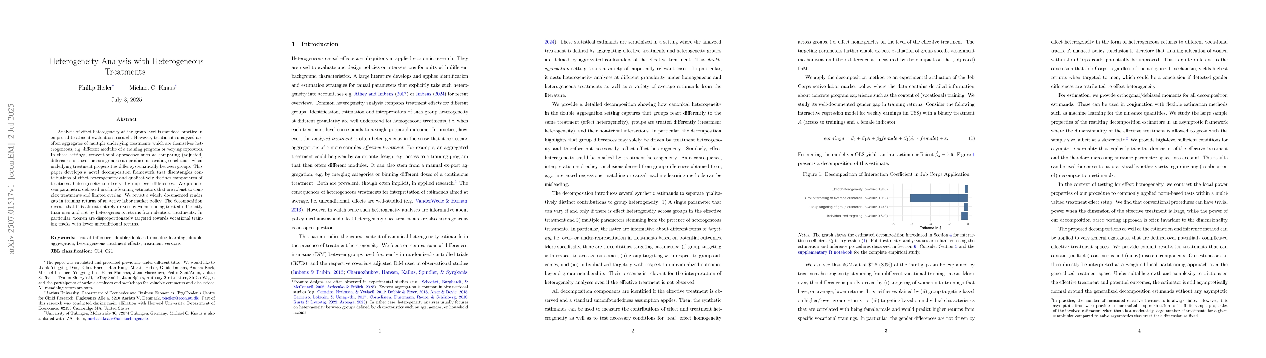 Thumbnail for Heterogeneity Analysis with Heterogeneous Treatments