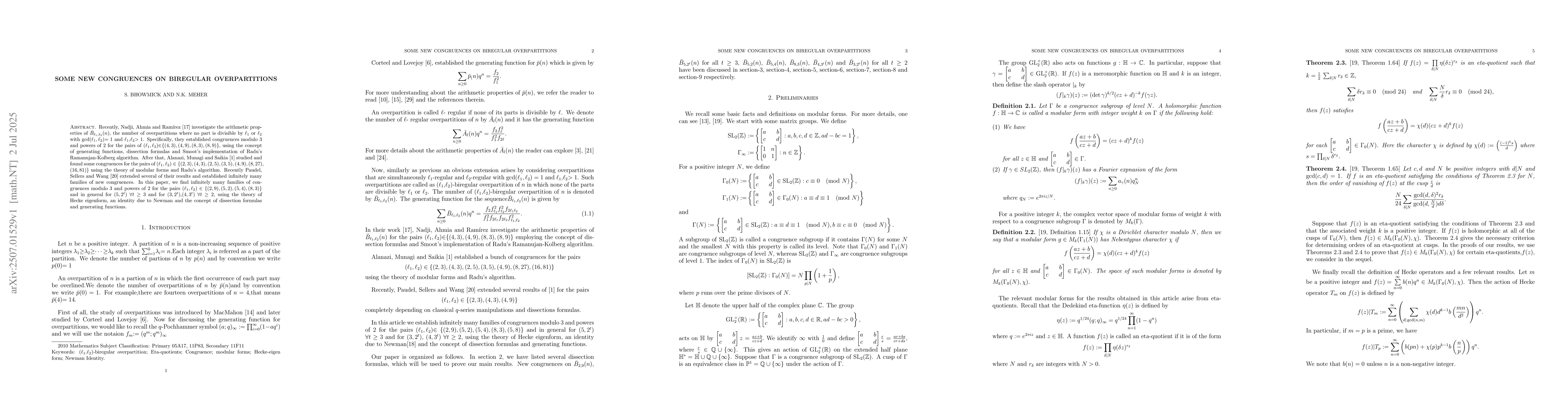 Thumbnail for Some new congruences on biregular overpartitions