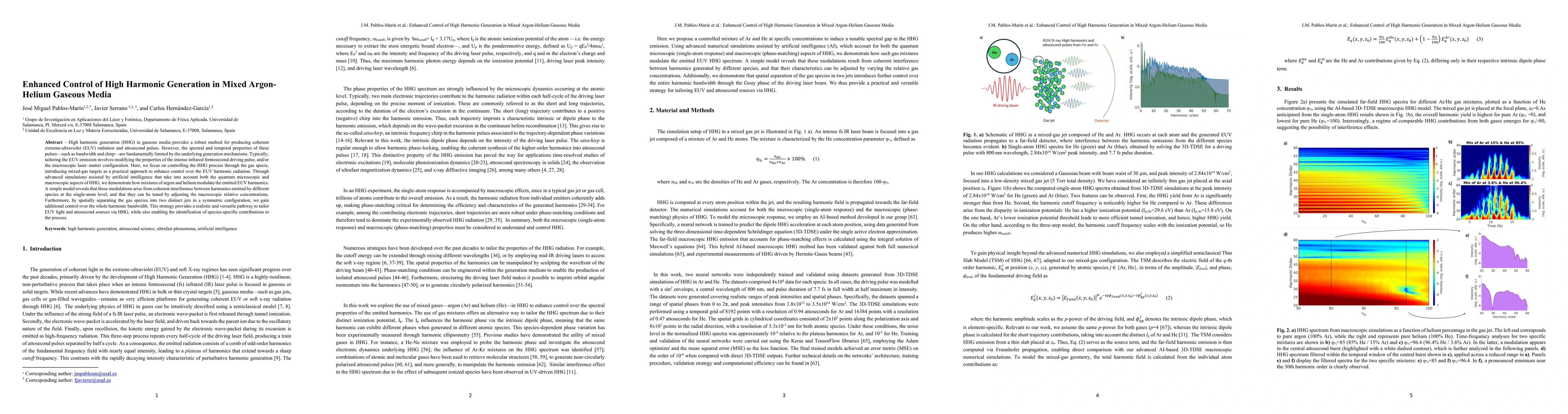 Thumbnail for Enhanced Control of High Harmonic Generation in Mixed Argon-Helium
  Gaseous Media