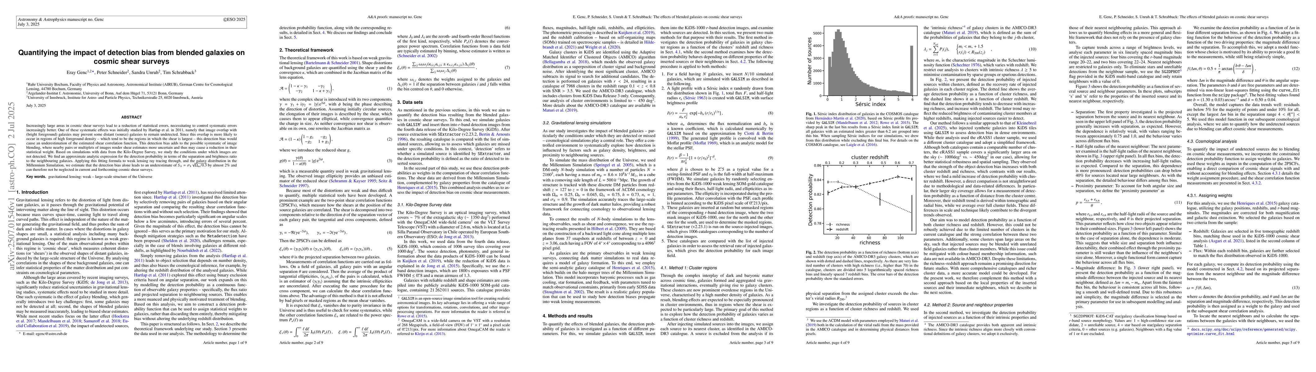 Thumbnail for Quantifying the impact of detection bias from blended galaxies on cosmic
  shear surveys