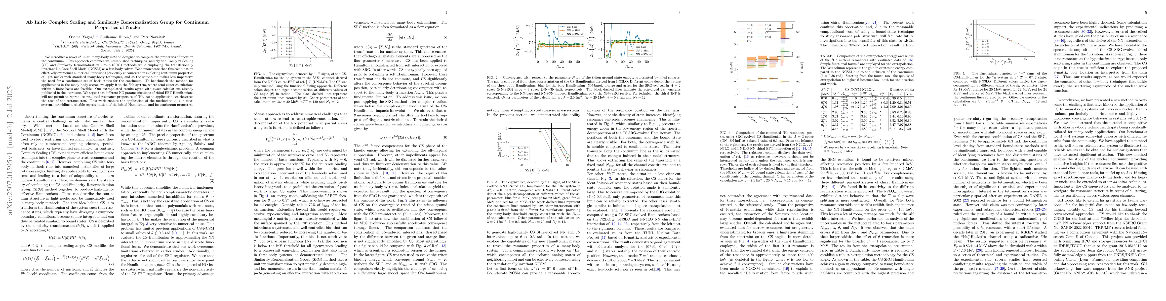 Thumbnail for Ab Initio Complex Scaling and Similarity Renormalization Group for
  Continuum Properties of Nuclei