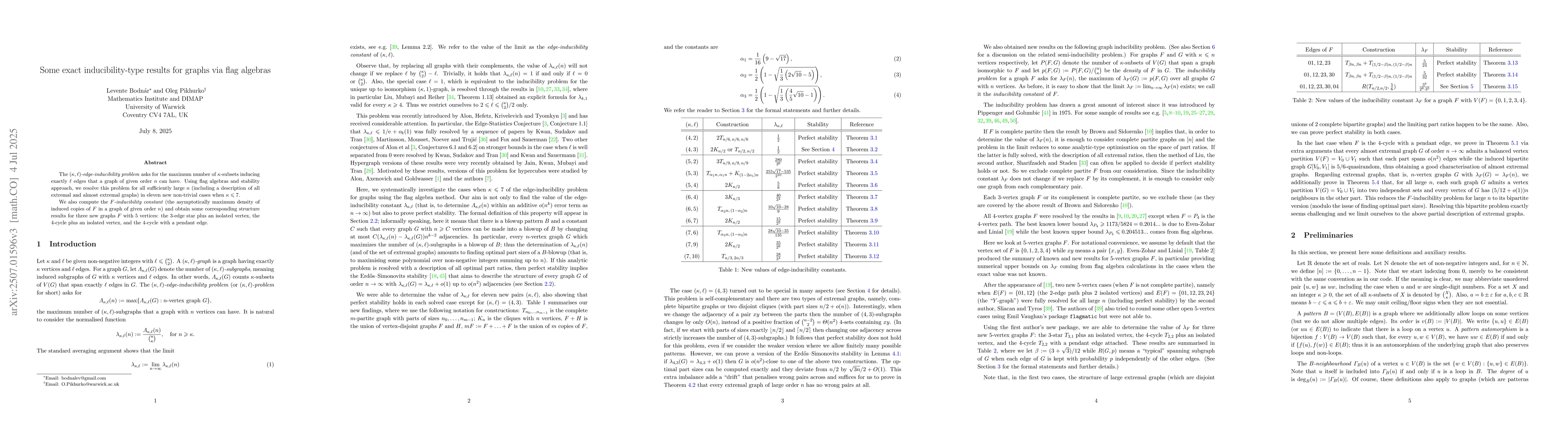 Thumbnail for Some exact inducibility-type results for graphs via flag algebras