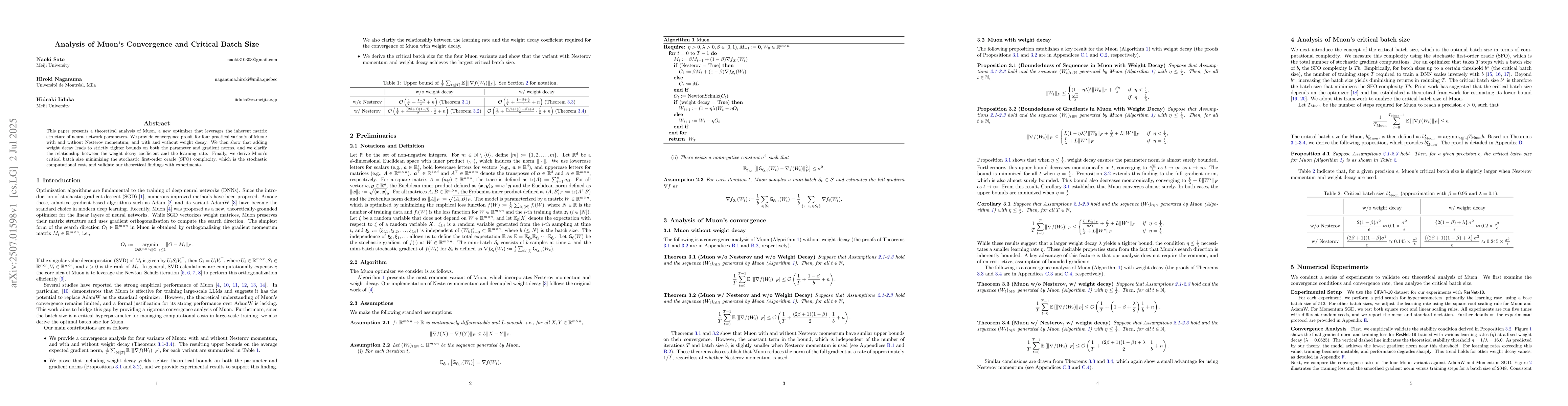 Thumbnail for Analysis of Muon's Convergence and Critical Batch Size