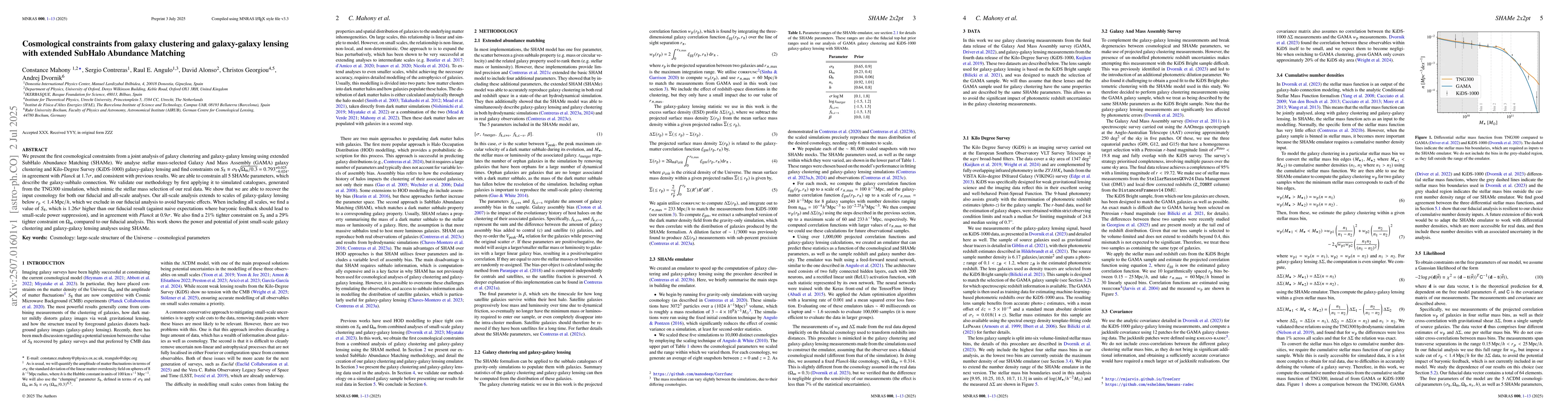 Thumbnail for Cosmological constraints from galaxy clustering and galaxy-galaxy
  lensing with extended SubHalo Abundance Matching