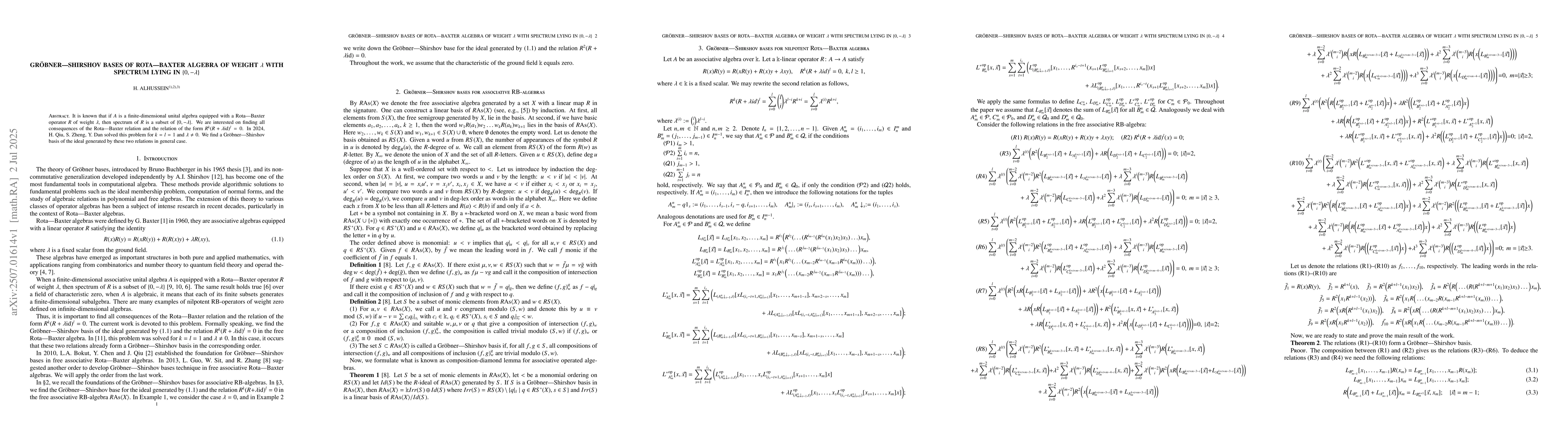 Thumbnail for Gröbner-Shirshov bases of Rota-Baxter algebra of weight $λ$ with
  spectrum lying in $\{0,-λ\}$