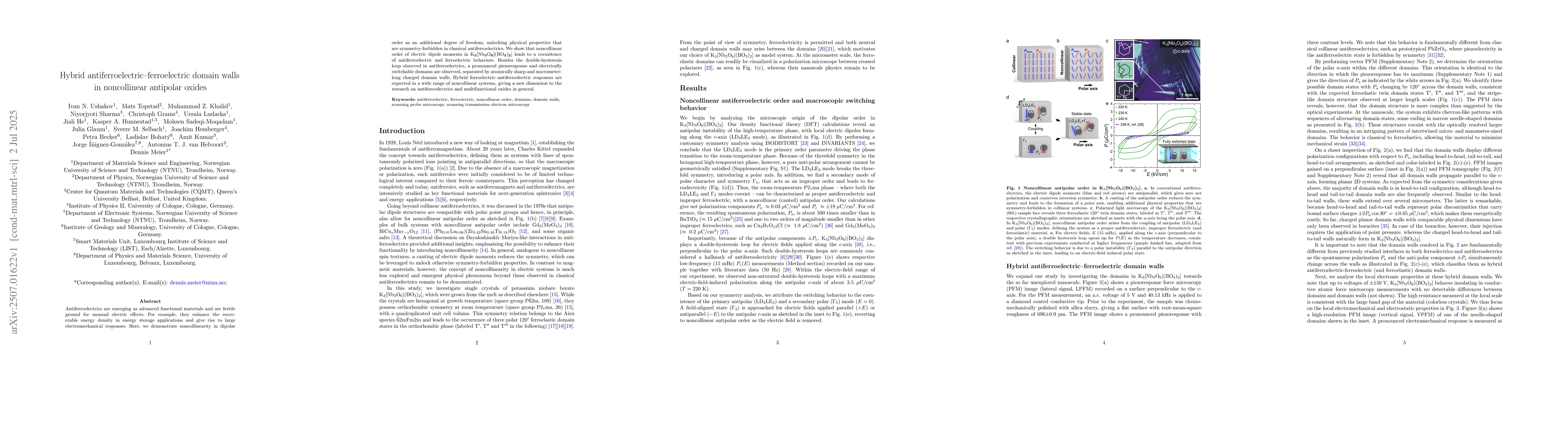 Thumbnail for Hybrid antiferroelectric-ferroelectric domain walls in noncollinear
  antipolar oxides