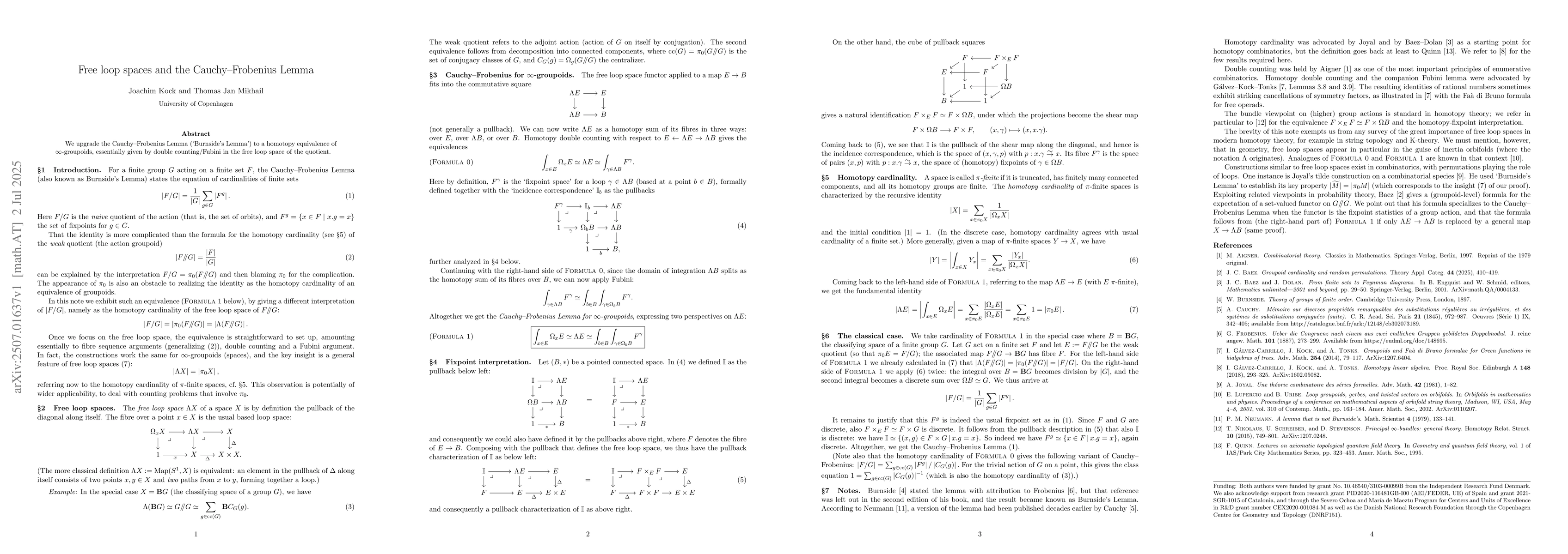 Thumbnail for Free loop spaces and the Cauchy--Frobenius Lemma