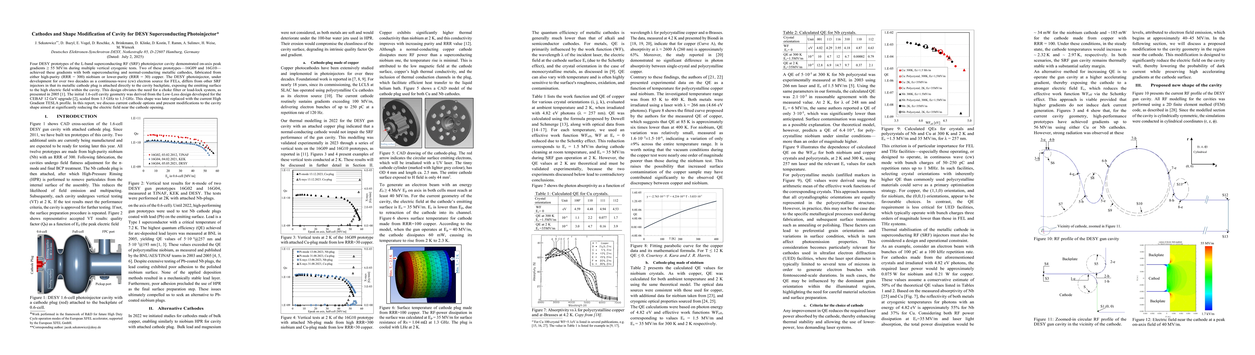 Thumbnail for Cathodes and Shape Modification of Cavity for DESY Superconducting
  Photoinjector